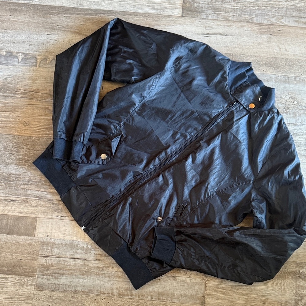Men's Black Lightweight Zipper Bomber Jacket size 4 - Picture 3 of 9